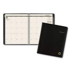 Recycled Monthly Planner with Perforated Memo Section, 8.75 x 7, Black Cover, 12-Month (Jan to Dec):