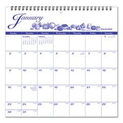 Illustrator’s Edition Wall Calendar, Victorian Illustrations Artwork, 12 x 12, White/Blue Sheets, 12